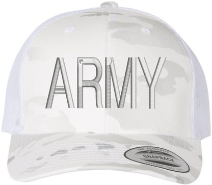 ARMY Embroidered Trucker Hat | US Army Military Text Structured Mesh Back Baseball Cap