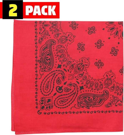 Trainmen Paisley Bandana Head Scarf Do-rag 100% Cotton Bandanna Cover 22" x 22", 2 Pack