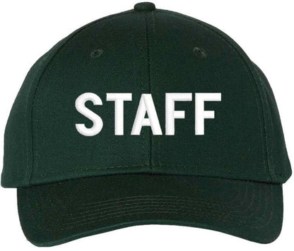 Staff Embroidered Baseball Cap | Large Text Workforce Employee Team Group Structured Hat