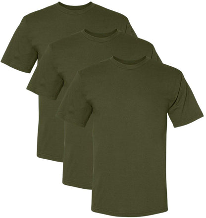US Military Solid Color T-Shirts | 100% Cotton Made in USA Shirts | Short Sleeve Crewneck Tees 3 PACK