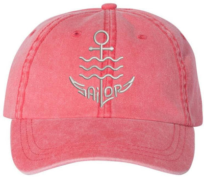 Sailor Anchor Embroidered Dad Cap | Vintage Washed Cotton Ship Crew Captain First Mate Baseball Hat