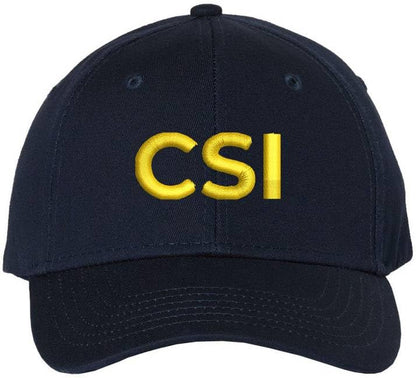 CSI Embroidered Baseball Cap | Crime Scene Investigation Text Hat | Structured Unisex Costume