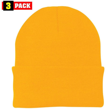 3 Pack Acrylic Beanie Watch Caps, Warm Knit Skull Cap for Men & Women, Blanks Soft Winter Hats