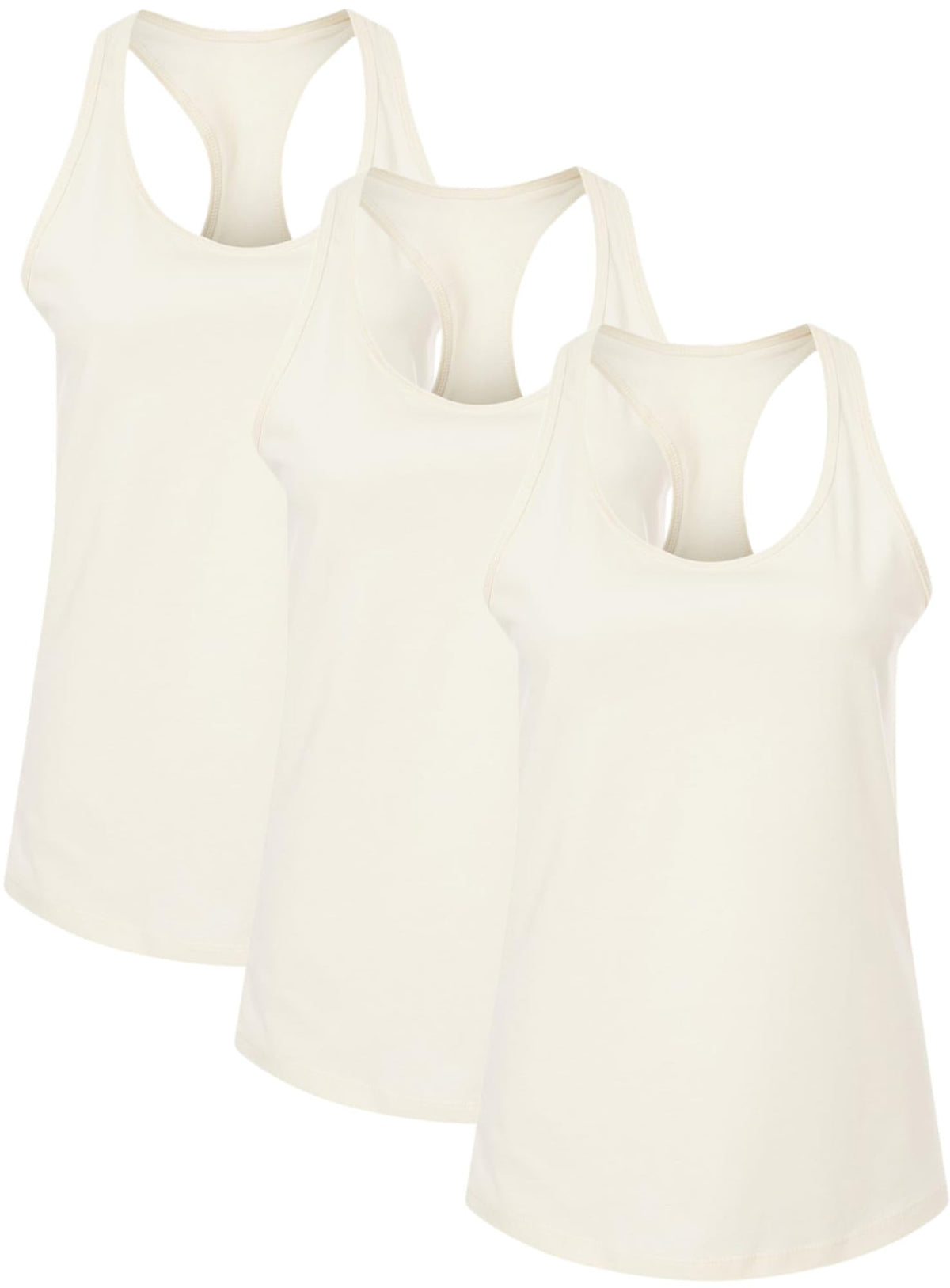 Jersey Racerback Tank Top Set | Relaxed Fit Athletic Running Yoga Tanks Tops, Womens, 3 Pack