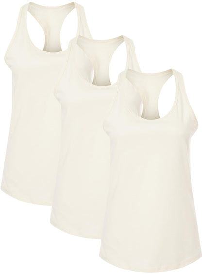 Jersey Racerback Tank Top Set | Relaxed Fit Athletic Running Yoga Tanks Tops, Womens, 3 Pack