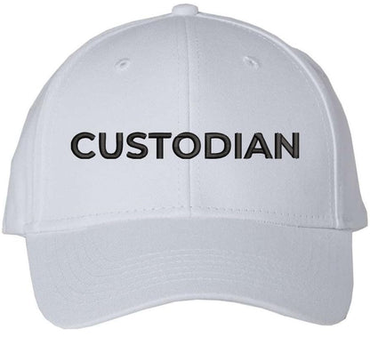 Custodian Embroidered Text Baseball Cap | Cleaning Crew Work Job Maintenance | Structured Hat