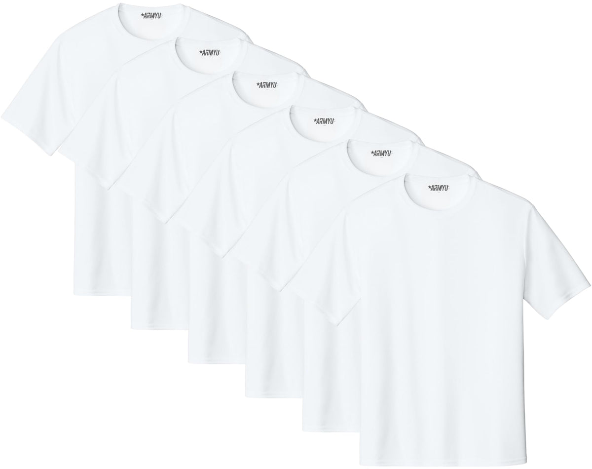 Solid Performance Military Tactical T-Shirts | 100% Polyester Moisture Wicking Crewneck Tee Shirts, 6-Pack