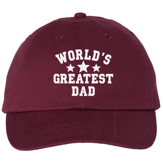 WORLD'S GREATEST DAD Embroidered Dad Hat | Low Profile Soft Cotton Baseball Dad Hats for Men
