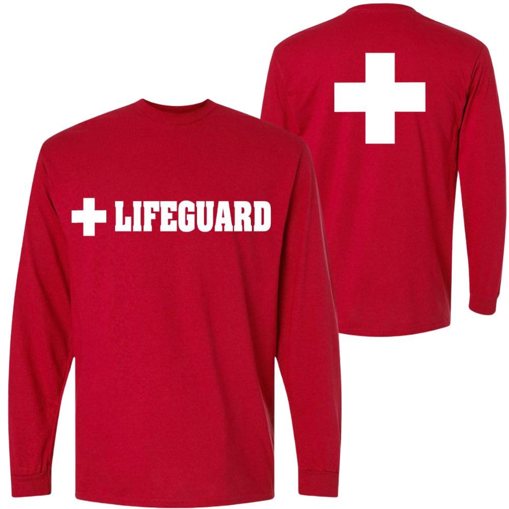 Lifeguard + Long Sleeve T-Shirt Double Sided Printed Unisex Crewneck Duty Guard Pool Watch Shirt