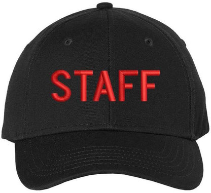 Staff Embroidered Baseball Cap | Large Text Workforce Employee Team Group Structured Hat