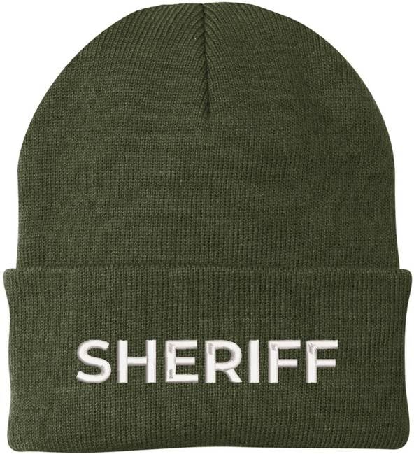 Sheriff Embroidered Beanie Hat USA Army Uniform Police 100% Acrylic Knit Winter Watch Cap