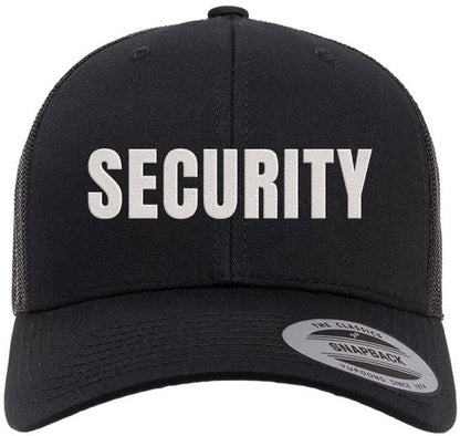Security Guard Trucker Hat | Large Text Embroidered Bouncer Mesh Snap Back Officer Work Duty Cap