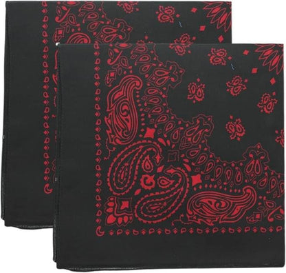 Trainmen Paisley Bandana Head Scarf Do-rag 100% Cotton Bandanna Cover 22" x 22", 2 Pack