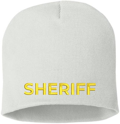 Sheriff Embroidered Skull Cap | 100% Acrylic Knit Police Winter Warm Beanie Hat