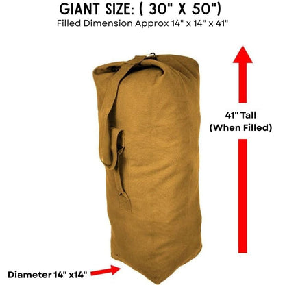 Top Load Heavyweight Cotton Canvas Tactical Military Duffle Bag Carryall Shoulder Storage Bulk Travel Bag