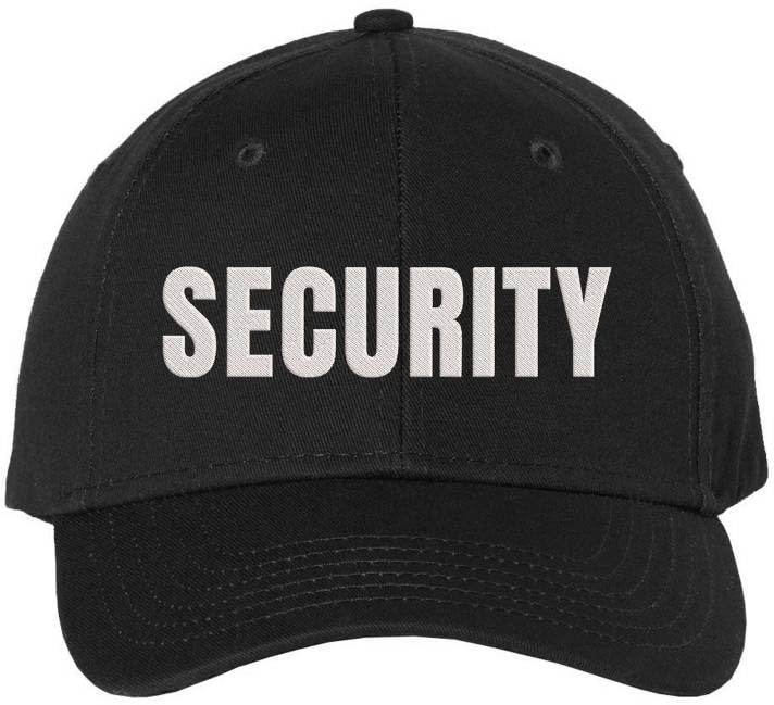 Security Embroidered Baseball Cap | Officer Guard Bouncer Large Text Adjustable Work Hat