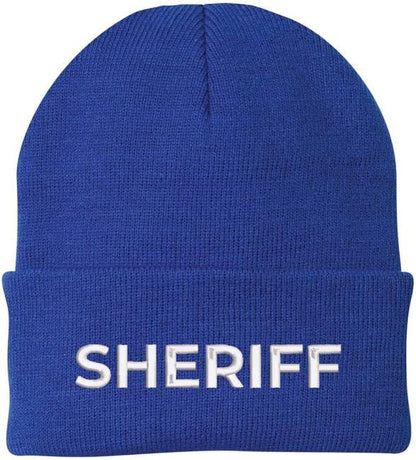 Sheriff Embroidered Beanie Hat USA Army Uniform Police 100% Acrylic Knit Winter Watch Cap
