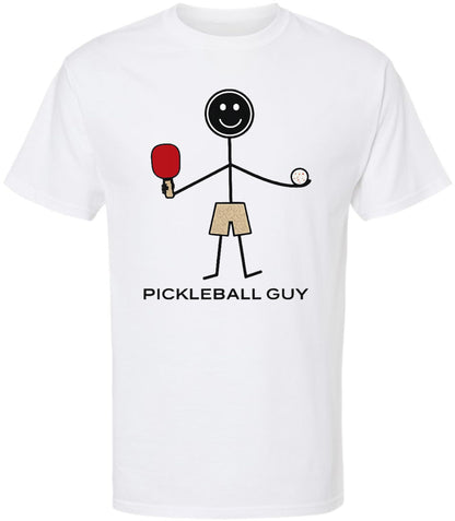 Pickleball Guy Printed T Shirt Pickleball Player Sports Graphic 100% Cotton Crewneck Tee