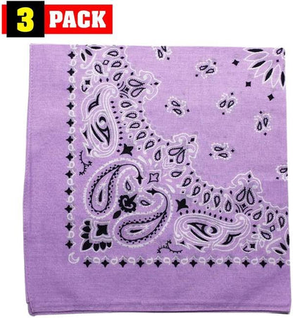 Trainmen Paisley Bandanas Head Scarf Do-rag 100% Cotton Bandanna Head Cover 22" x 22", 3 Pack