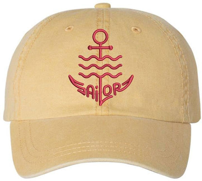 Sailor Anchor Embroidered Dad Cap | Vintage Washed Cotton Ship Crew Captain First Mate Baseball Hat