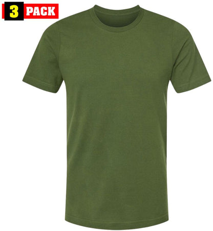 Solid Color Military Style T-Shirts | 100% Cotton Ring Spun Army Color Short Sleeve Crewneck Tee Shirts | 3 Pack