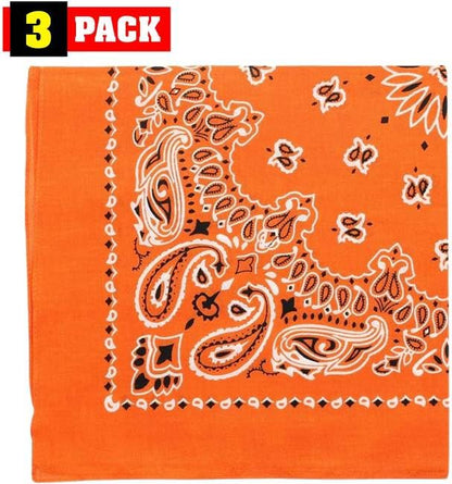 Trainmen Paisley Bandanas Head Scarf Do-rag 100% Cotton Bandanna Head Cover 22" x 22", 3 Pack