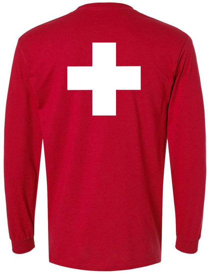 Lifeguard + Long Sleeve T-Shirt Double Sided Printed Unisex Crewneck Duty Guard Pool Watch Shirt