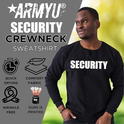 Army Universe SECURITY Crewneck Sweatshirt Pullover Crew Fleece Shirt Bouncer Guard Officer Uniform (Front + Back Print)