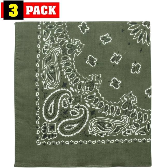 Trainmen Paisley Bandanas Head Scarf Do-rag 100% Cotton Bandanna Head Cover 22" x 22", 3 Pack