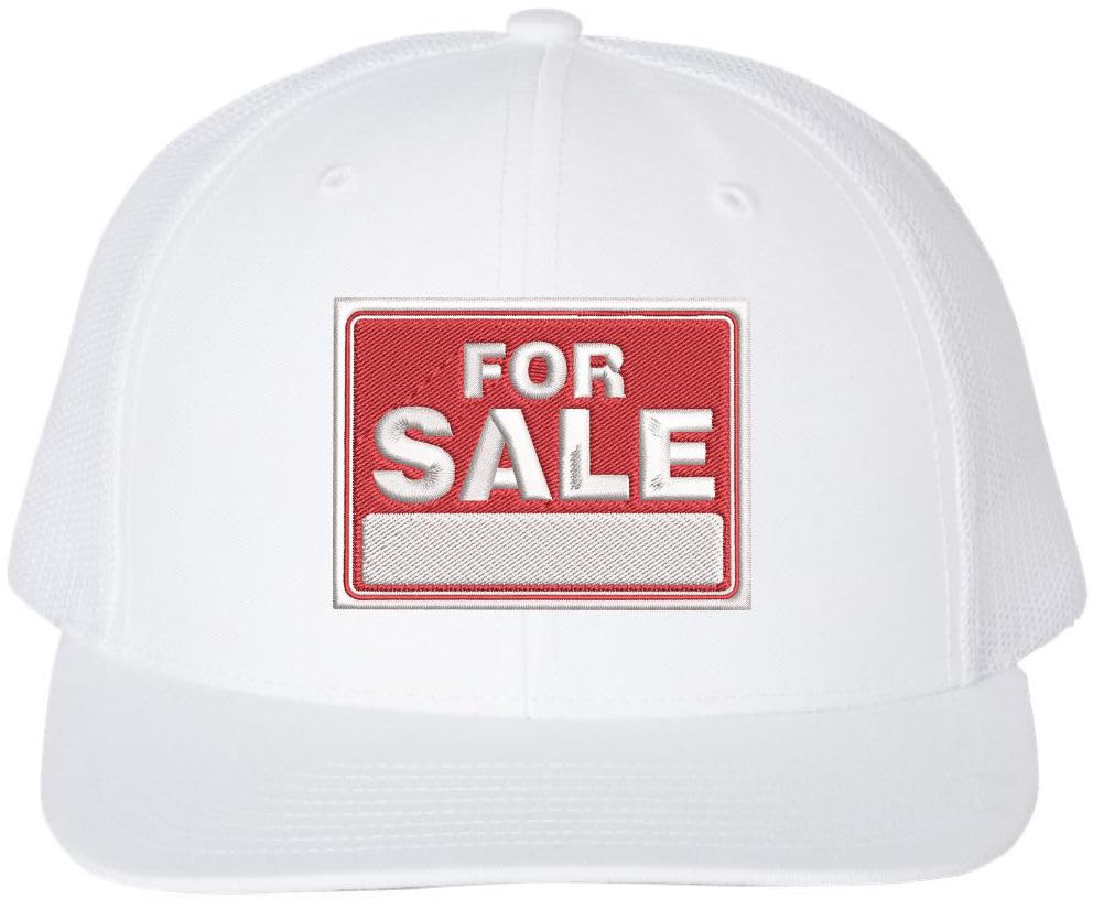 FOR SALE Sign Embroidered Trucker Hat | Adjustable Structured Mesh Back Baseball Cap