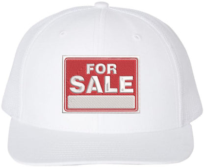 FOR SALE Sign Embroidered Trucker Hat | Adjustable Structured Mesh Back Baseball Cap
