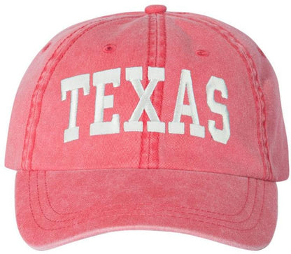 Texas Embroidered Vintage Dad Hat Large Embroidery State Text Name Washed Cotton Cap