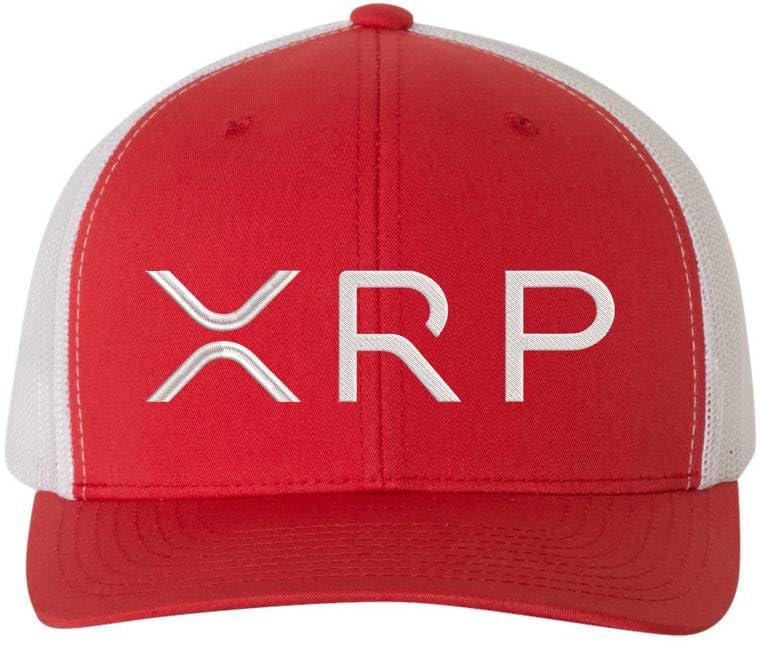 XRP Logo Embroidered Trucker Hat | Crypto Coin Symbol Mesh & Snap Back Adjustable Cap