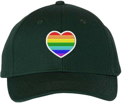 Rainbow Heart Embroidered Baseball Cap LGBTQ+ Pride Love Colors All Gender Structured Hat