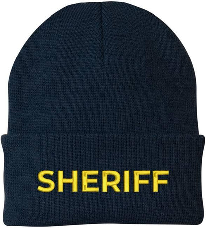 Sheriff Embroidered Beanie Hat USA Army Uniform Police 100% Acrylic Knit Winter Watch Cap