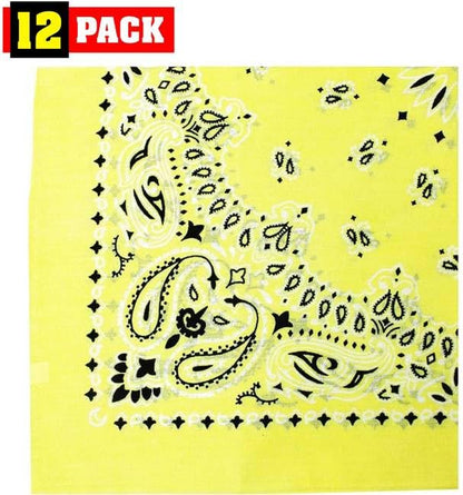 Trainmen Paisley Bandanas Scarf Do-rag Cotton Biker Head Rags Classic Bandanna 22" x 22" (12 Pack)
