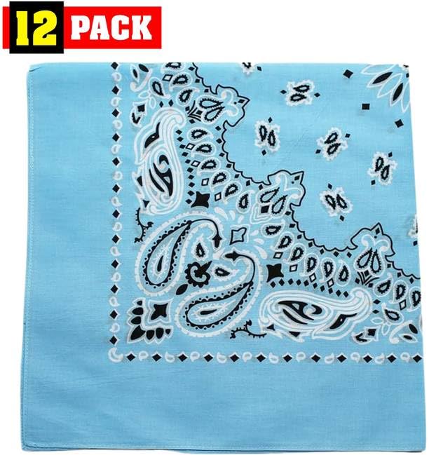 Trainmen Paisley Bandanas Scarf Do-rag Cotton Biker Head Rags Classic Bandanna 22" x 22" (12 Pack)