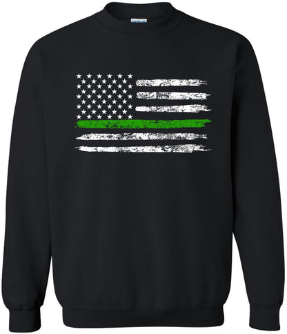 Army Universe USA Flag Distressed American US Thin Line Crewneck Sweatshirt Patriotic Pullover, Black