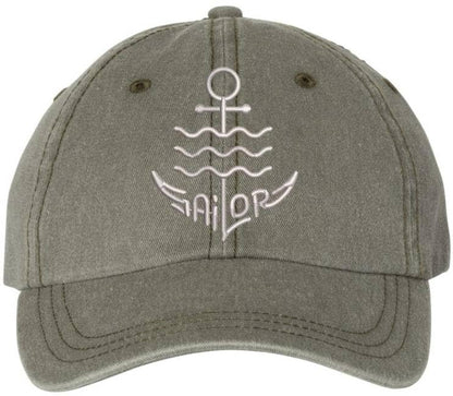 Sailor Anchor Embroidered Dad Cap | Vintage Washed Cotton Ship Crew Captain First Mate Baseball Hat