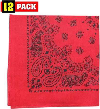 Trainmen Paisley Bandanas Scarf Do-rag Cotton Biker Head Rags Classic Bandanna 22" x 22" (12 Pack)