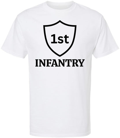 USA 1st Infantry Printed T-Shirt | U.S. Army Military Patriotic Tee | 100% Cotton Crewneck Unisex Shirt