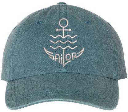 Sailor Anchor Embroidered Dad Cap | Vintage Washed Cotton Ship Crew Captain First Mate Baseball Hat