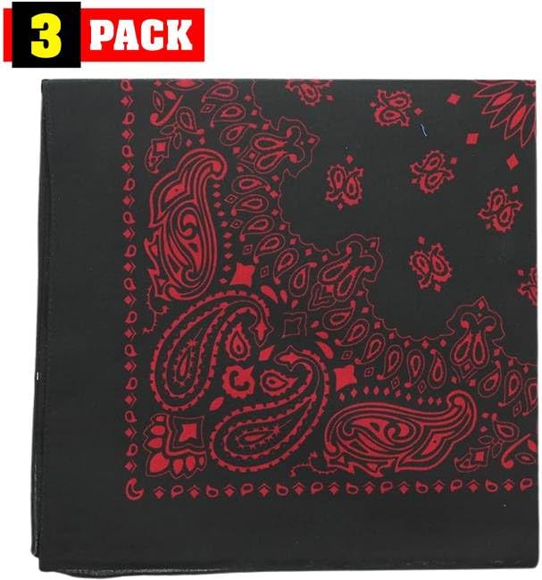 Trainmen Paisley Bandanas Head Scarf Do-rag 100% Cotton Bandanna Head Cover 22" x 22", 3 Pack