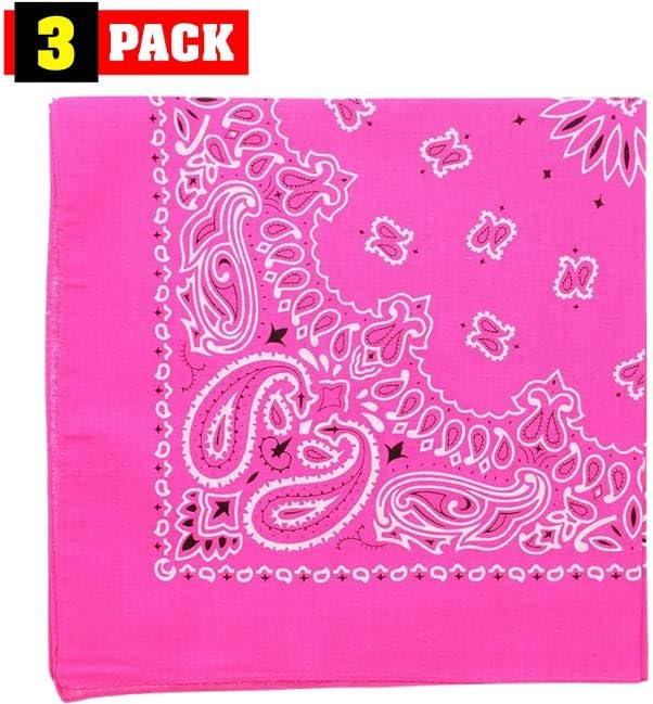 Trainmen Paisley Bandanas Head Scarf Do-rag 100% Cotton Bandanna Head Cover 22" x 22", 3 Pack