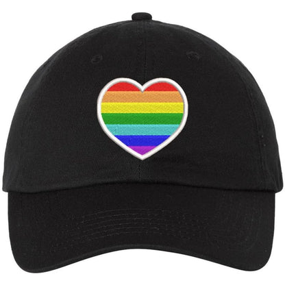 Rainbow Heart Embroidered Dad Hat LGBTQ+ Pride Fashion Gender Neutral Adjustable Baseball Cap