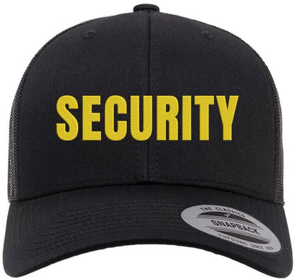 Security Guard Trucker Hat | Large Text Embroidered Bouncer Mesh Snap Back Officer Work Duty Cap