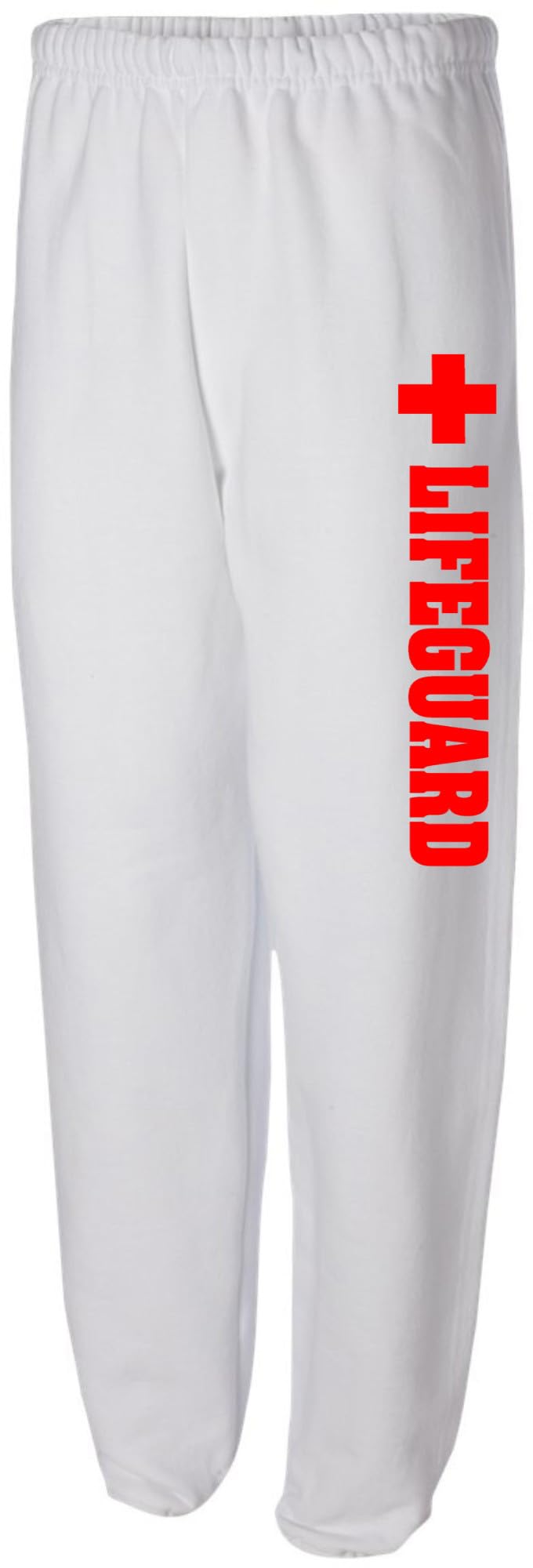 Lifeguard + Cross Side Print Sweatpants | Beach Rescue Water Safety Patrol Athletic Pants for Men & Women