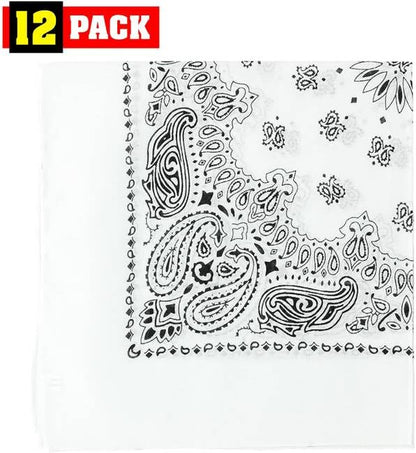 Trainmen Paisley Bandanas Scarf Do-rag Cotton Biker Head Rags Classic Bandanna 22" x 22" (12 Pack)