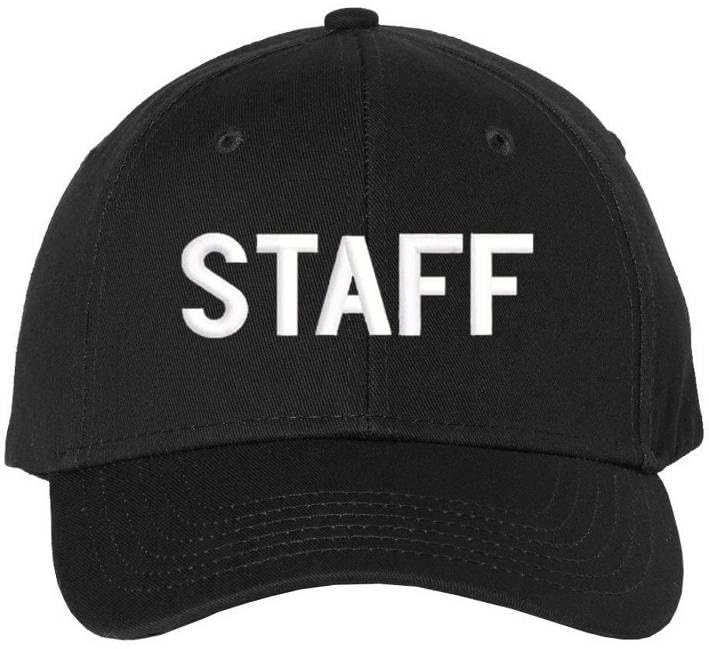 Staff Embroidered Baseball Cap | Large Text Workforce Employee Team Group Structured Hat