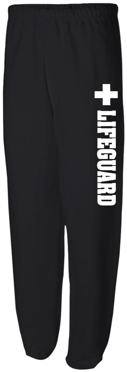 Lifeguard + Cross Side Print Sweatpants | Beach Rescue Water Safety Patrol Athletic Pants for Men & Women